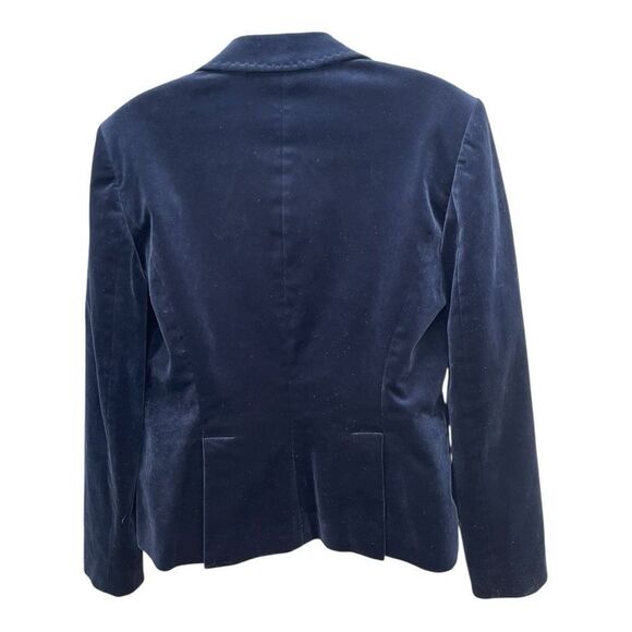 INC Navy Blue Velvet Blazer Sz M Lined Collar Classic Polished Elegant Feminine - Picture 6 of 7